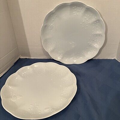 Lenox Butterfly Meadow Sky Dinner Plates 11” Blue Embossed Set Of 2 USA • 39.99€