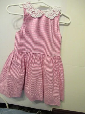 Vestido polo Ralph Lauren feminino tamanho 2-2T totalmente forrado com botão nas costas gola de renda - Imagem 1 de 4