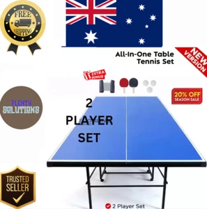 All-in-One Table Tennis Set w/ Ping Pong Balls Paddles Retractable Net Portable - Picture 1 of 10