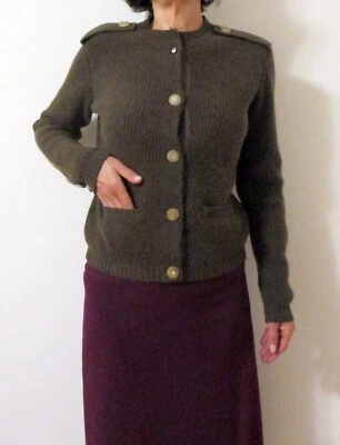 Lanvin 针织开衫军事风格绿色 S 角扣 状况完好 — 第 1/4 张图片