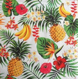 4 servilletas de papel flores piña plátanos para mesa de artesanía decoupage 1 - Imagen 1 de 2