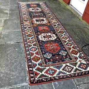 Antique Dated Shahsavan, Caucasian Kazak Rug Runner 3'7'' x 11'2'' Collectible - Picture 1 of 12