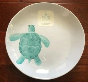 x6 SIGRID OLSEN Melamine SEA TURTLE 11" Dinner Plates AQUA NWT - Picture 1 of 3