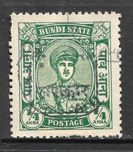 1948-49 RAJASTHAN, SG1A, CAT £140 USED,ON BUNDI, KGVI,KG6,INDIA INDIAN STATES - Picture 1 of 1