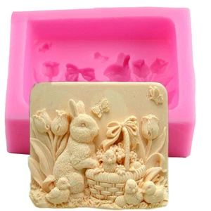 Rabbit Fondant Silicone Mold Easter Bunny Ear 3D Chocolate Molds For Soap Making - Picture 1 of 7
