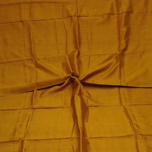 Vintage Orange 100%Pure Silk Handloom Checks Sari Remnant 4YD Craft Fabric Scrap - Picture 1 of 4