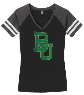 Women's Baylor Bears College Ladies Bling V-neck Shirt S-3XL Basketball - Image 1 of 2