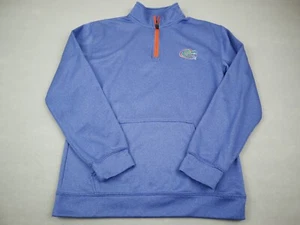 Florida Gators Sweater Men Medium Blue Solid 1/4 Zip Pullover Logo NCAA M - Picture 1 of 8