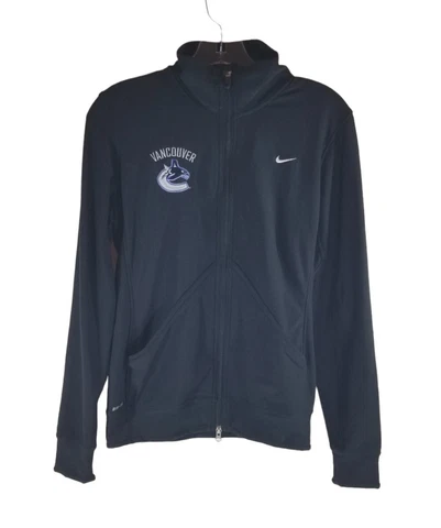 Vancouver Canucks Jacket Women Small Blue Nike Hooded Pockets Dri-Fit NHL Hockey Cover