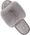 Women'S Fuzzy Faux Fur Memory Foam Cozy Flat Spa Slide Slippers Comfy Open Toe S