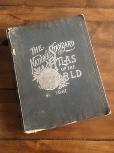 Antique 1901 The National Standard Family & Business Atlas Of The World Map Book - Picture 1 of 11