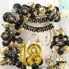 18th Birthday Decorations Boys and Girls,Black Gold 18th Birthday Party Balloons