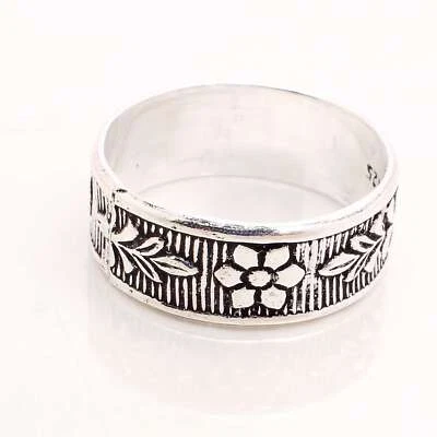 925 Placcato Argento Handmade Design Gioielli Regalo per Lei Anello Size 8.75 - Immagine 1 di 3