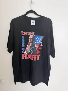 Vintage WCW Bret The Hitman Hart T-Shirt WWF WWE Hall Of Fame Wrestlemania - Picture 1 of 5
