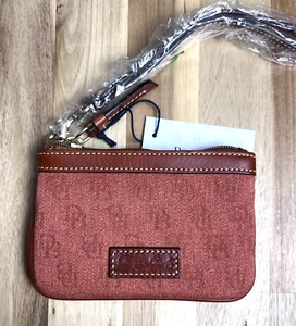 Dooney & Bourke Zip Wristlet Coin Purse Rust Brick Red Logo Monogram *New - Picture 1 of 5