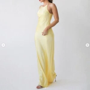 Rumored Women's Pale Yellow Satin Mirielle Evening Maxi Dress Size XL - Picture 1 of 9