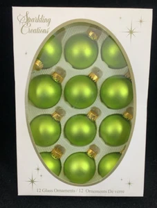 Sparkling Creations Glass Christmas Ornaments Set of 12 Satin Green - Picture 1 of 5