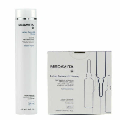 Medavita Lotion Concentree Homme Shampoo UOMO 250ml+Fiale Anticaduta UOMO 13x6ml