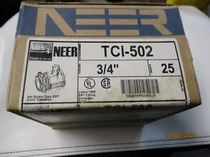 25 NIB Neer brand model TCI-502 3/4" set screw EMT connector insulated throat - Picture 1 of 4