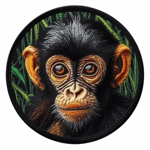 Aplique de hierro Monkey Patch - bebé animal gorila, chimpancé, selva - Imagen 1 de 12