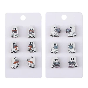 6 Pairs Halloween Themed Earrings Specter Studs Accessory for Teens and Ladies - Picture 1 of 8