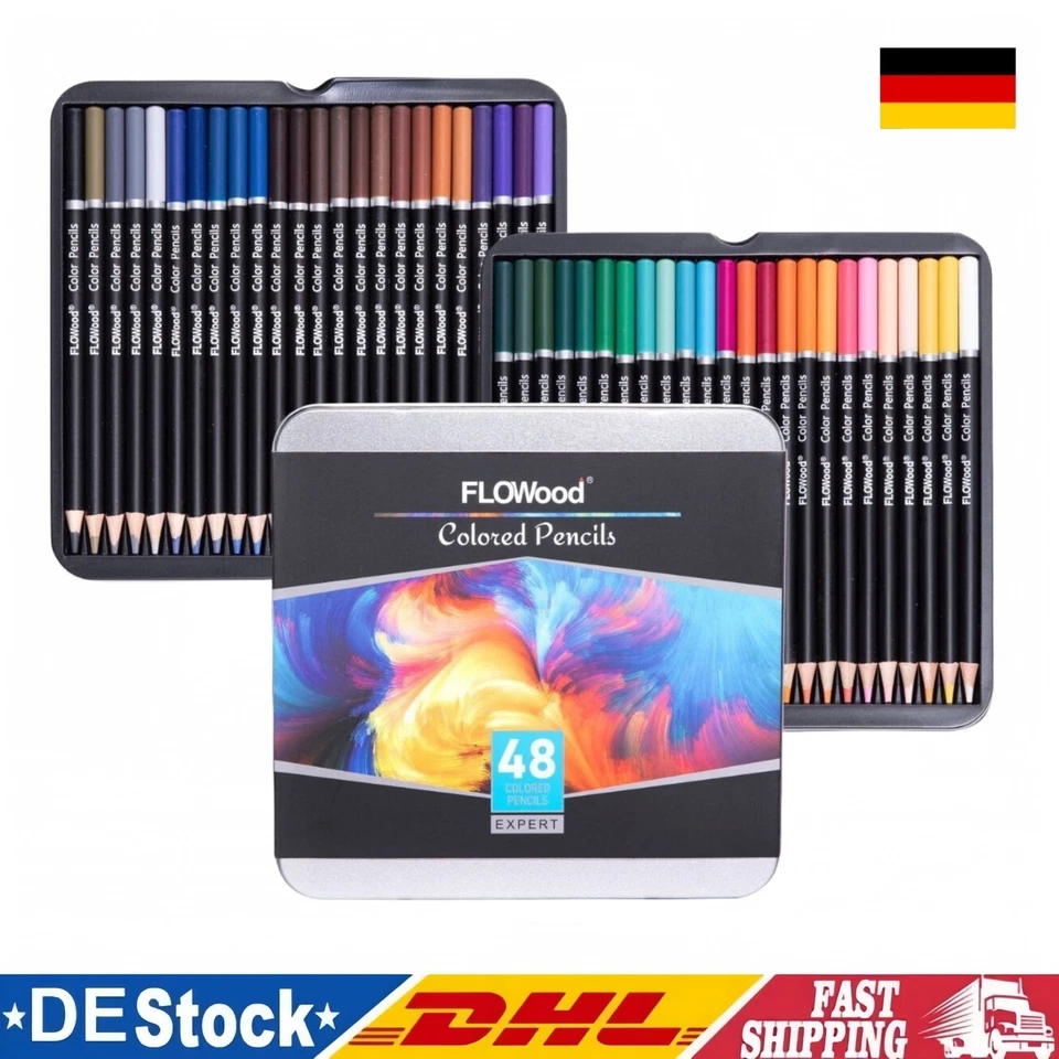 48 Buntstifte Set Metallbox Bruchsicher Weicher Kern für Erwachsene Kinder DHL - Bild 1 von 4