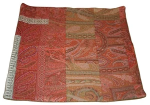 VTG Pottery Barn Paisley Wool Velvet Euro Pillow Cover 26×26 Autumn Boho Global - Picture 1 of 8