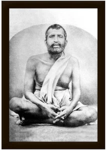 Sri Ramakrishna Paramahansa in postura meditativa foto dipinto da parete incorniciato - Foto 1 di 2