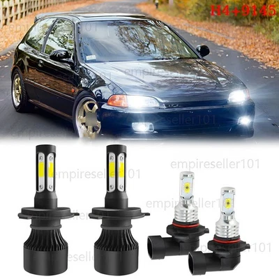 Kit de luces antiniebla LED de haz alto bajo para HONDA CIVIC 1992-2003 H4 9145 Foto 1 de 4