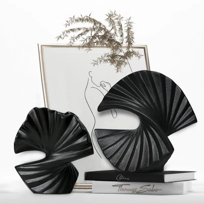 Jarrón Sector, Juego de 2 - Jarrón Sector Cerámica Minimalista Nórdico, Negro Dec... Foto 1 de 4