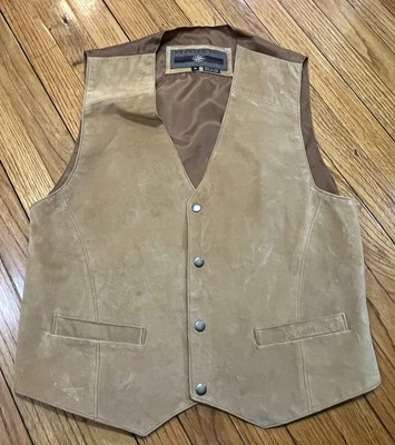 Chaleco de cuero de gamuza solo para miembros de colección bronceado a presión Western Wear vaquero mediano para hombre Foto 1 de 4