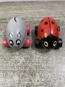 2 - Tonka Gigglers Egg Shaped Cars Mouse & Lady Bug Hong Kong Vtg 1970’s - Picture 1 of 4