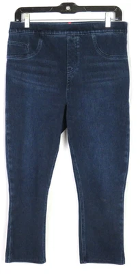 SPANX Dark Wash High Rise Pull On Cropped Straight Leg Jeans Women's Large - Image 1 of 4