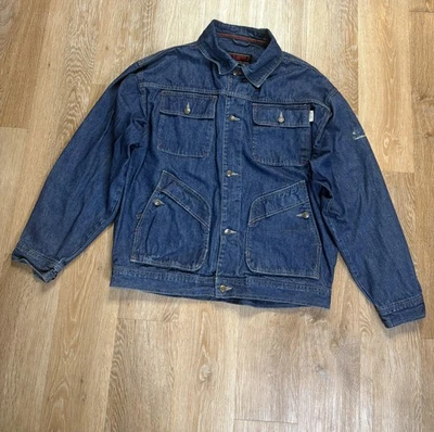 FUBU Denim Jacket Mens XL Blue Utility Pockets Embroidered Streetwear Trucker - Image 1 of 4