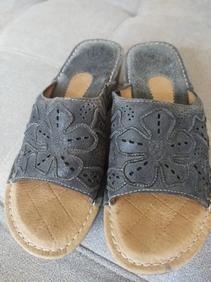 Ariat Women's Clog Open Toe Shoe Mule Slide Gray Black Size 6.5 Leather 22301 - Image 1 of 4