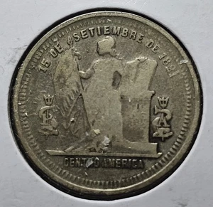1892/81 Honduras 25 Centavos Standing Liberty Over-dates 1892/81 Rare SilverCoin - Picture 1 of 8