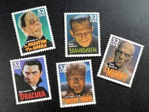 1997 CLASSIC MOVIE MONSTERS SET completo di 5 singoli MNH - SPEDIZIONE GRATUITA - Foto 1 di 6