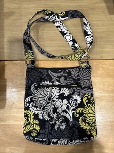 VERA BRADLEY Baroque Crossbody Purse Hipster Black Yellow - Picture 1 of 4