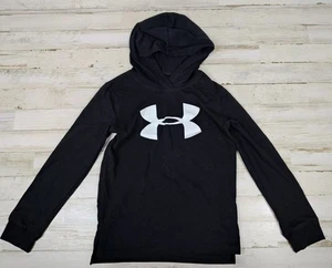 Under Armour Hoodie Kids Size 7 Black w/White Logo. - Picture 1 of 9