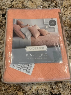 King Quilt 102 X 86 Peach Color New In Package From Store - Image 1 of 2