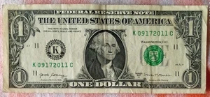 Birthday Note* September 17, 2011* Fancy Serial Number $1 Dollar Bill K09172011C - Picture 1 of 2