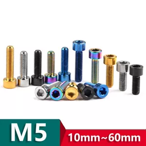 M5 Titanium Ti Bolts Allen Socket Cap Screw 10~60mm MTB Bike Bicycle Stem Screws - Picture 1 of 18