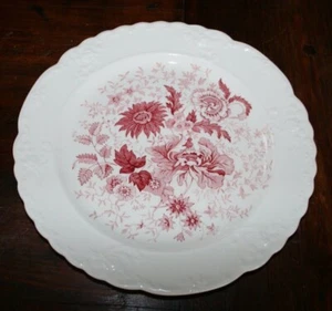 Vintage Taylor Smith&Taylor Red Flowers Pattern 10" Plate - Picture 1 of 3