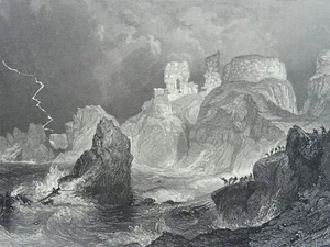 c1830s Antique Scotland Print LOTHIAN - DUNBAR CASTLE by Allom - Picture 1 of 2