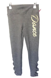 Justice Girls Dance Legging Gray, Criss Cross Ankle Detail, stretch M L XL - Picture 1 of 5