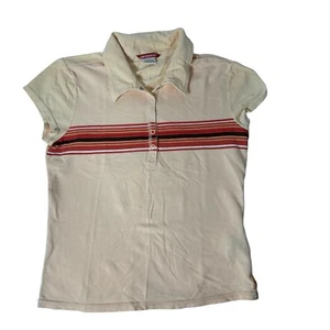 Vtg Union Bay Retro Striped Peach Polo Shirt Girls Sz L - Picture 1 of 5