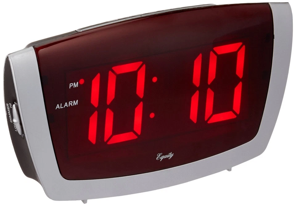 Equity by La Crosse 75906 LED Alarm Clock With High/low Dimmer 1.8" Red