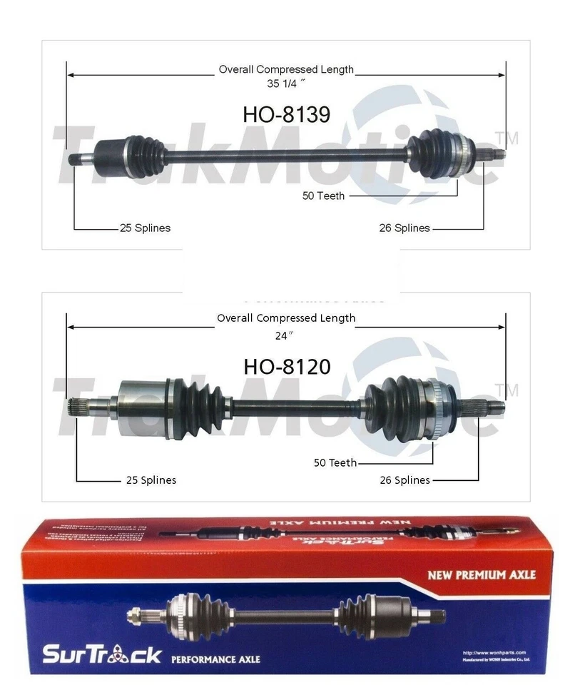 Комплект из пары передних осевых валов SurTrack для Honda Civic Value Package DX LX - Изображение 1 из 1