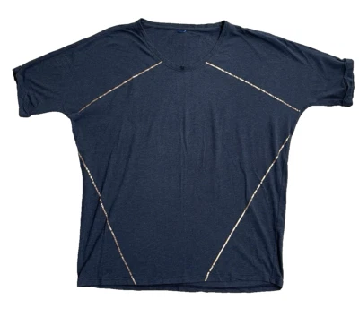 Kit And Ace Women Shirt Top XL Navy Rose Gold Stripe Stretchy Stretch Athleisure Foto 1 de 4