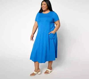 Vestido midi regular de algodón con bolsillos Joan Rivers-cobalto-grande-NUEVO-A646556 - Imagen 1 de 2